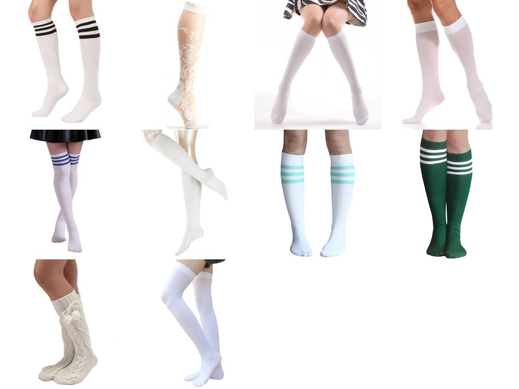 womens white knee high socks